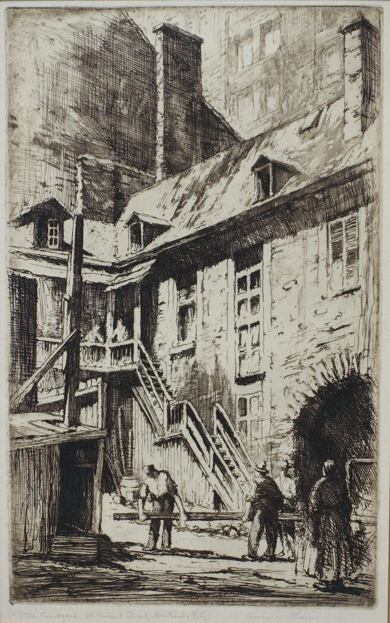 Old Courtyard, St. Vincent St., Montreal, P.Q. (No. 2) by Herbert Raine