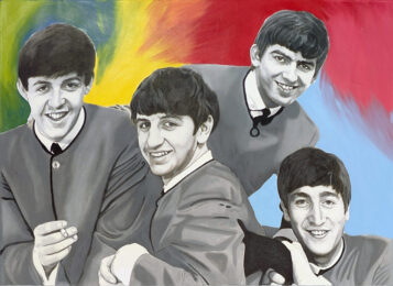 The Beatles Live, Love Have Fun Unique Oil Painted Silkscreen on Canvas, Signed by Steve Kaufman at GallArt.com