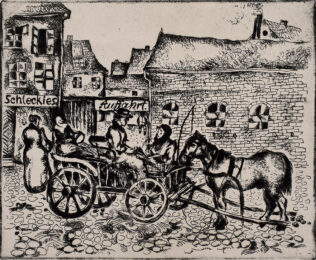 Street Scene with Carriage by Shalom Sebba at Gilden's Art Gallery