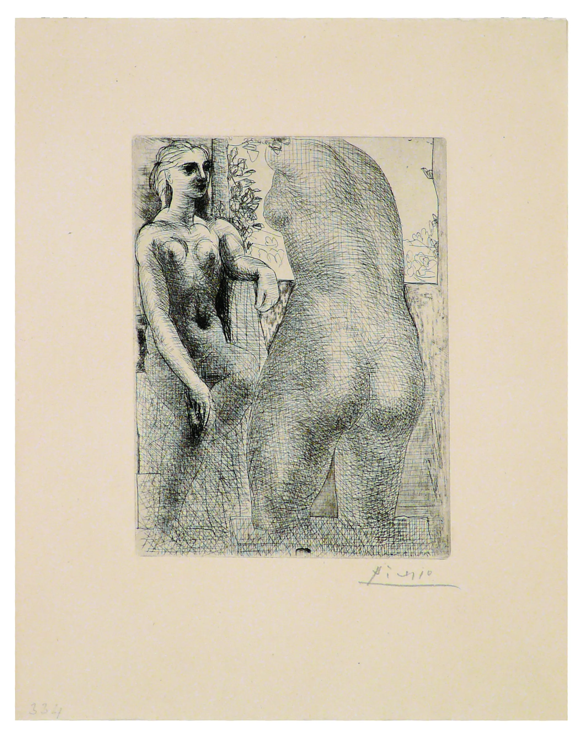 Marie-Thérèse regardant son Corps sculpté by Pablo Picasso