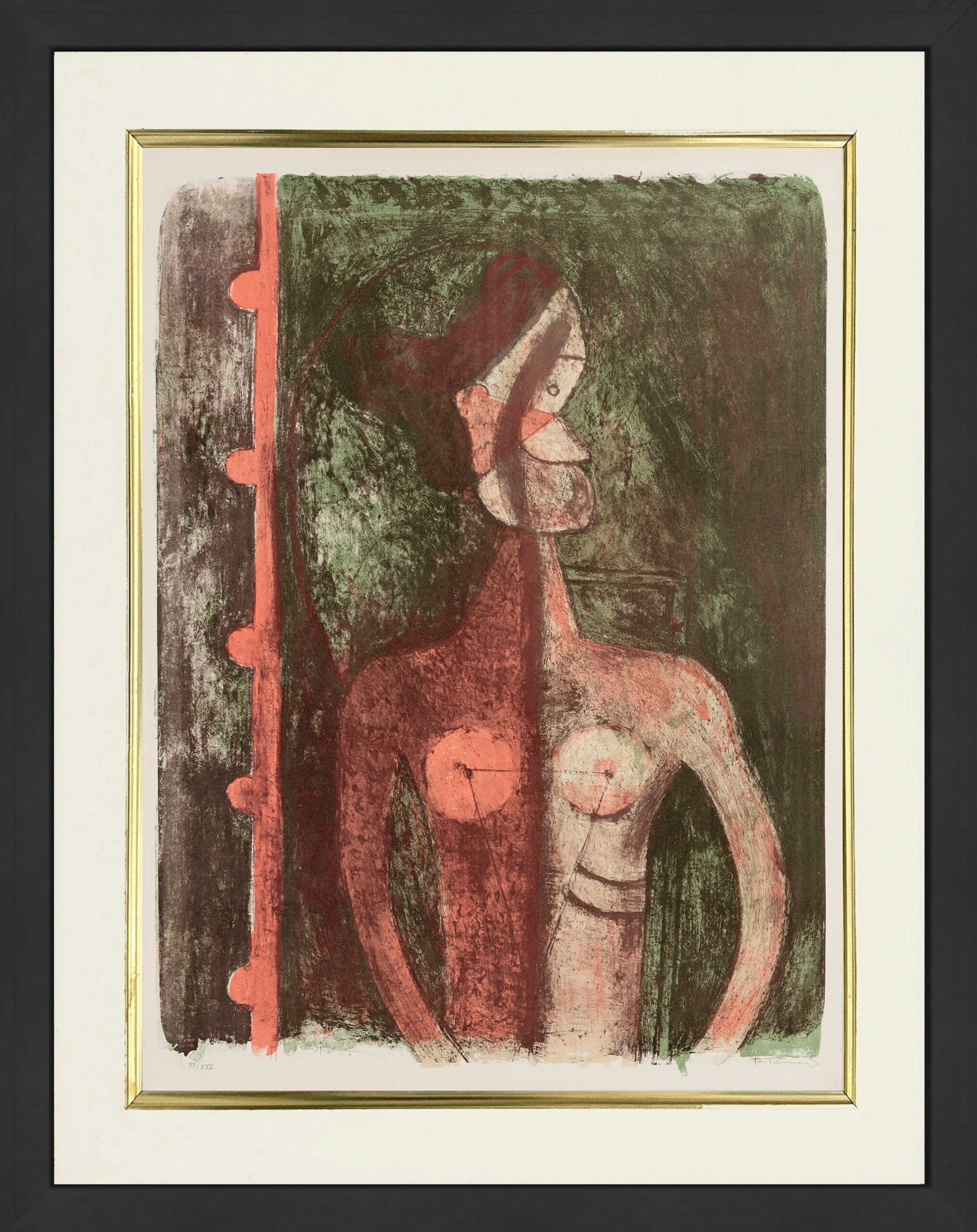 Torso De Jeune Fille, Hand Signed Lithograph, Pereda 112, Framed, 1969 by Rufino Tamayo