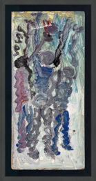 Hoops, Original Mixed Media Painting on Wood, Hand Signed, Framed by Purvis Young at GallArt.com