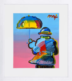 Umbrella Man #3, Unique Acrylic Painting on Paper, Hand Signed by Peter Max at GallArt.com