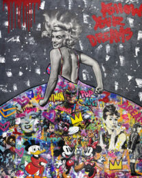 Party Dress!, Huge Original Painting with Diamond Dust, 60×48 inches, Marilyn by Jozza at GallArt.com