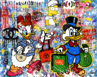 Going Shop! Huge Original Painting Coated with Resin, 48×60 inches, Daisy by Jozza at GallArt.com