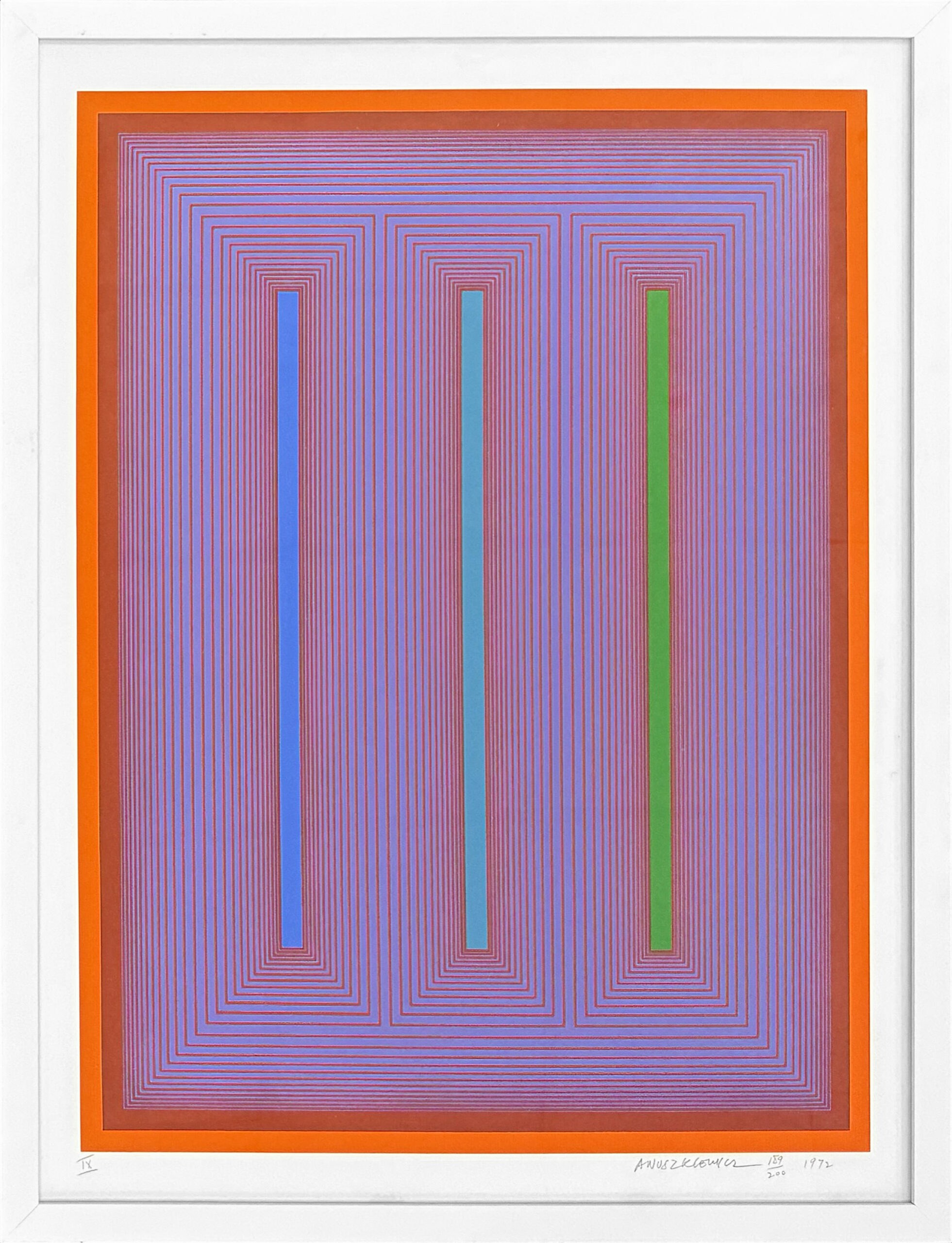 Sequential IX, Hand Signed Screen Print, Edition 189/200, Framed by Richard Anuszkiewicz