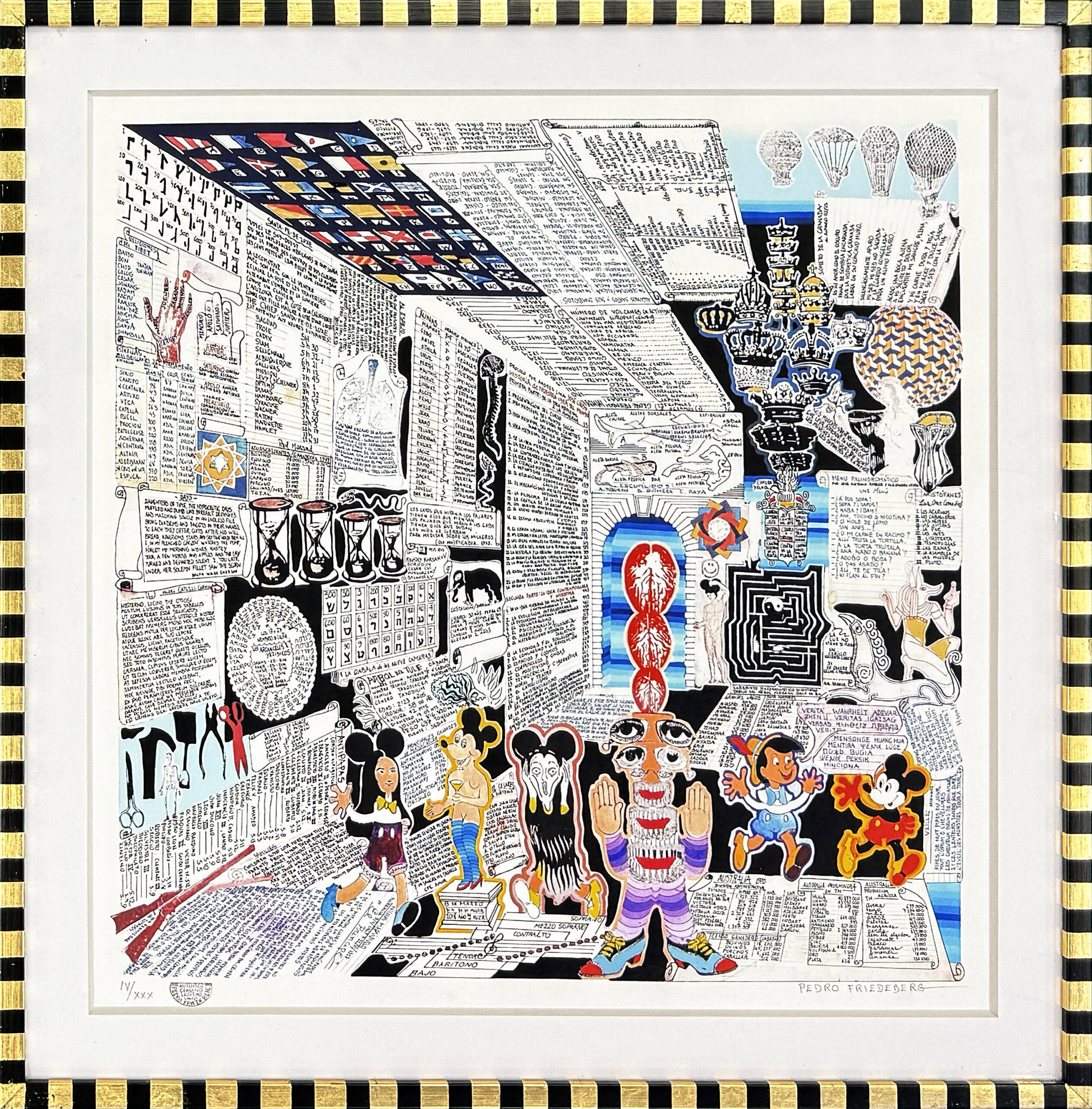 Codice Miguelito III, Hand Signed Serigraph, Custom Framed, Edition IV/XXX by Pedro Friedeberg