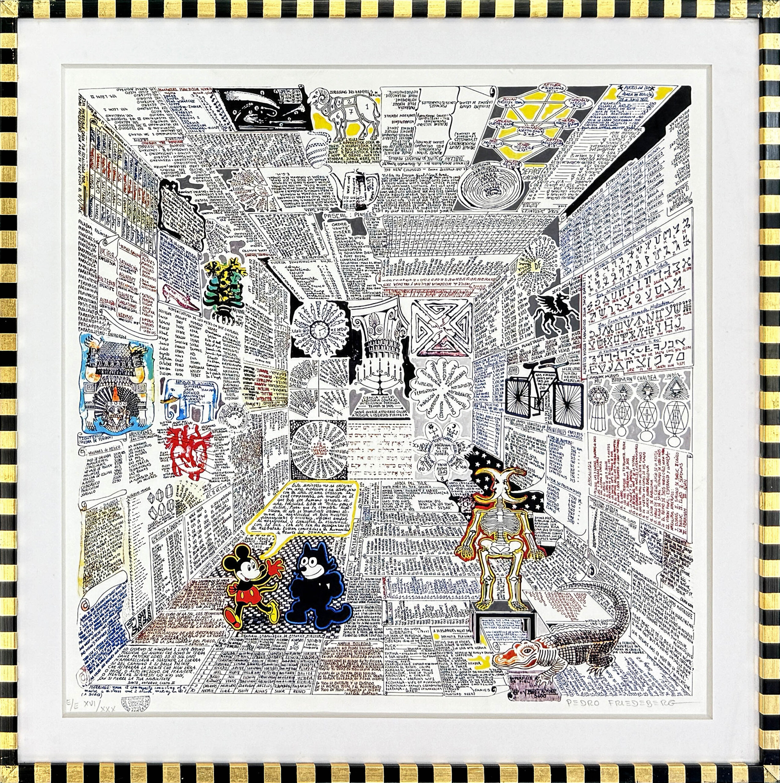 Codice Miguelito II, Hand Signed Serigraph, Custom Framed, Edition XVI/XXX by Pedro Friedeberg