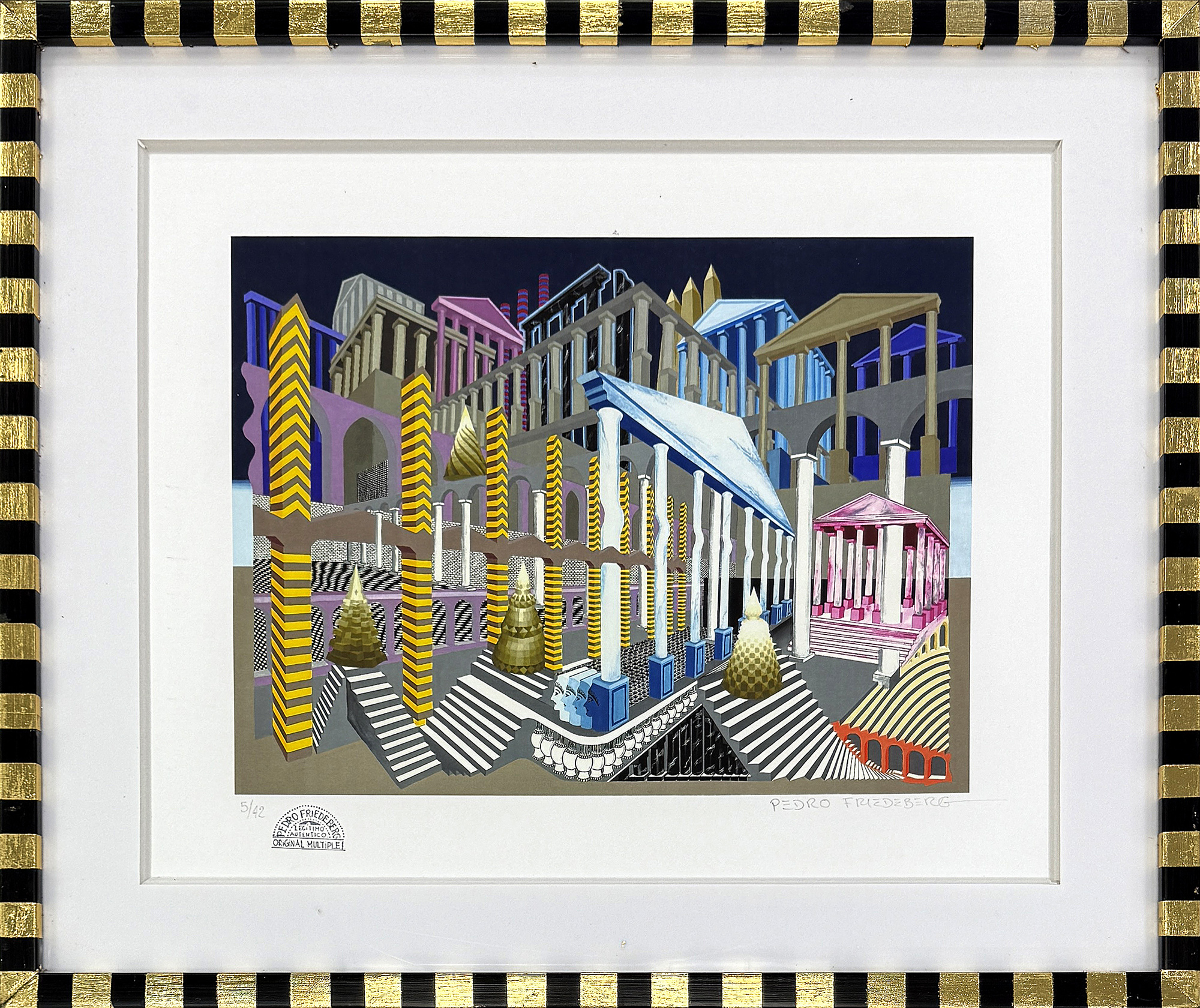 El Siglo de Pericles, Hand Signed Serigraph, Custom Framed, Edition 5/42 by Pedro Friedeberg