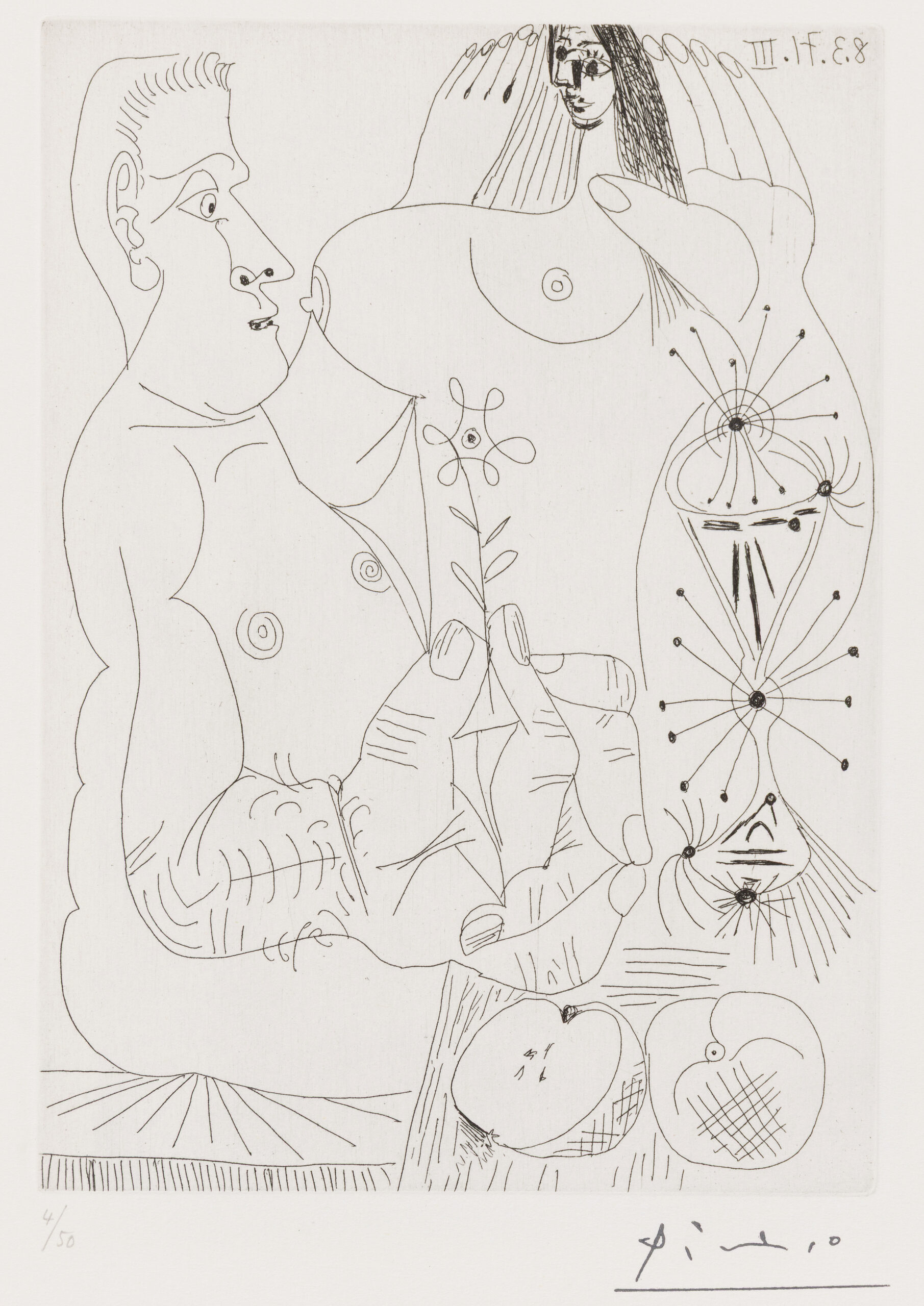 Couple avec des pommes (Adam et Ève) (from the suite 156) by Pablo Picasso