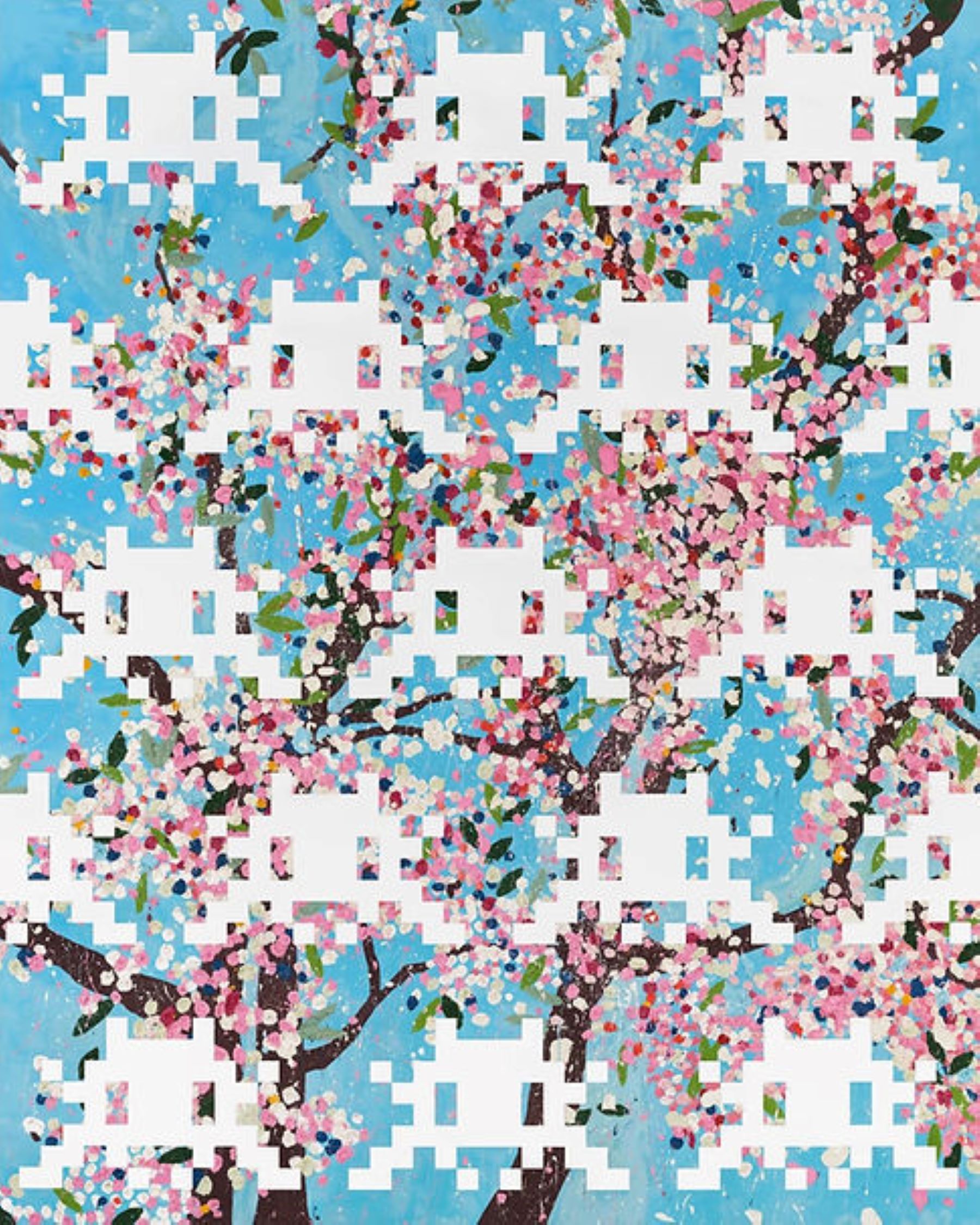 Invaded Blossom by Damien Hirst x Invader