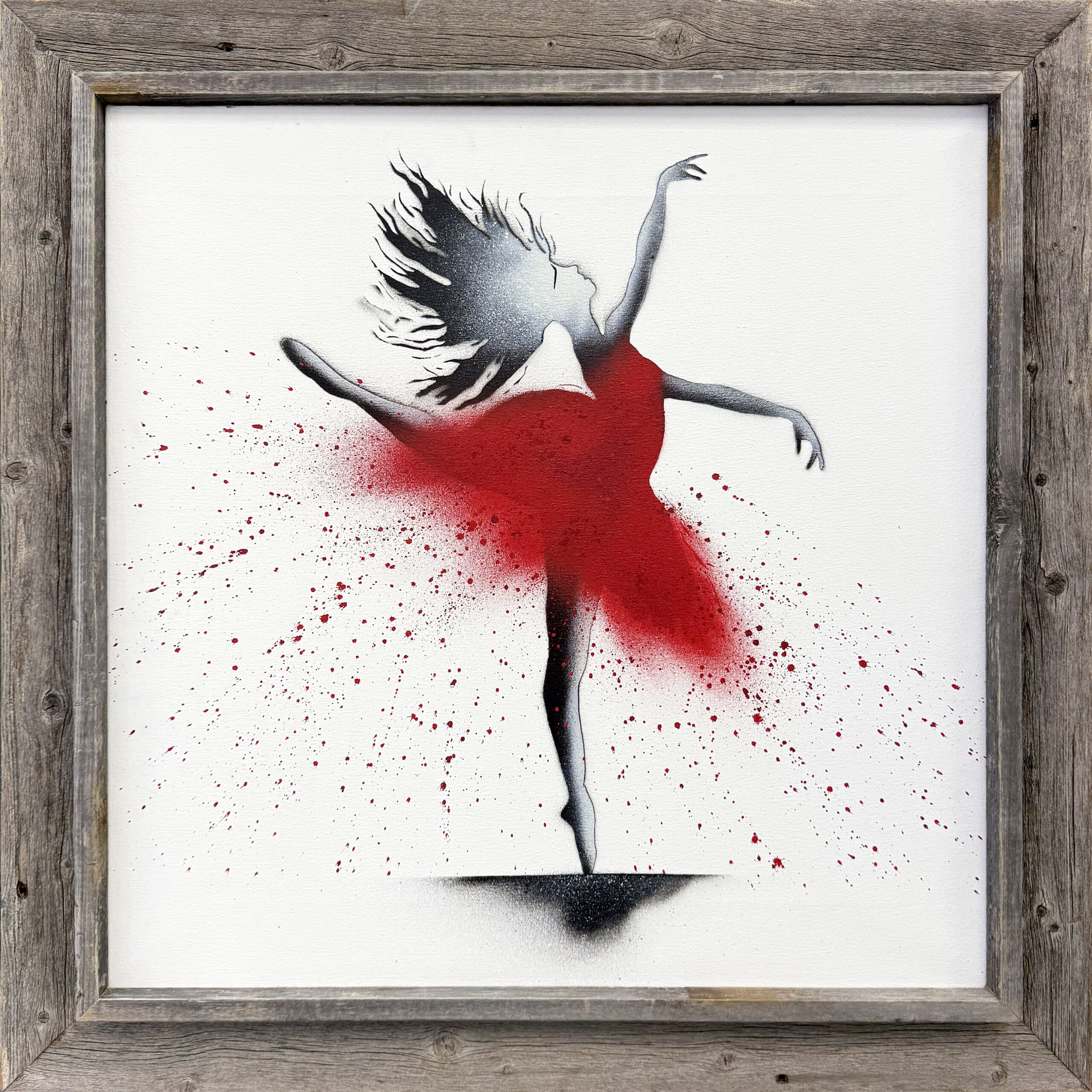 Red Ballerina, Original Painting on Canvas, 2013, Hand Signed, Framed by Grafter