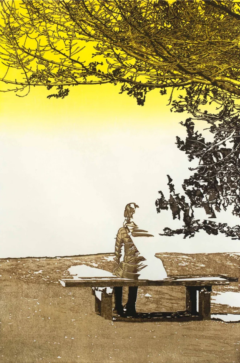 Ritsurin garden, Woman on Bench by Apichaya Wanthiang
