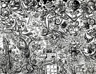 Worldz End (Day) by Kenny Scharf at Maune Contemporary
