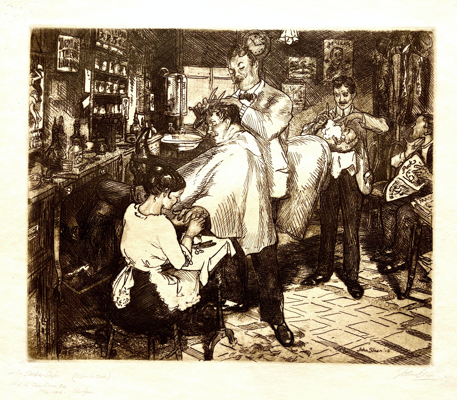Barbershop by John Sloan