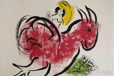 The Red Rooster | Le coq rouge by Marc Chagall at Gilden's Art Gallery