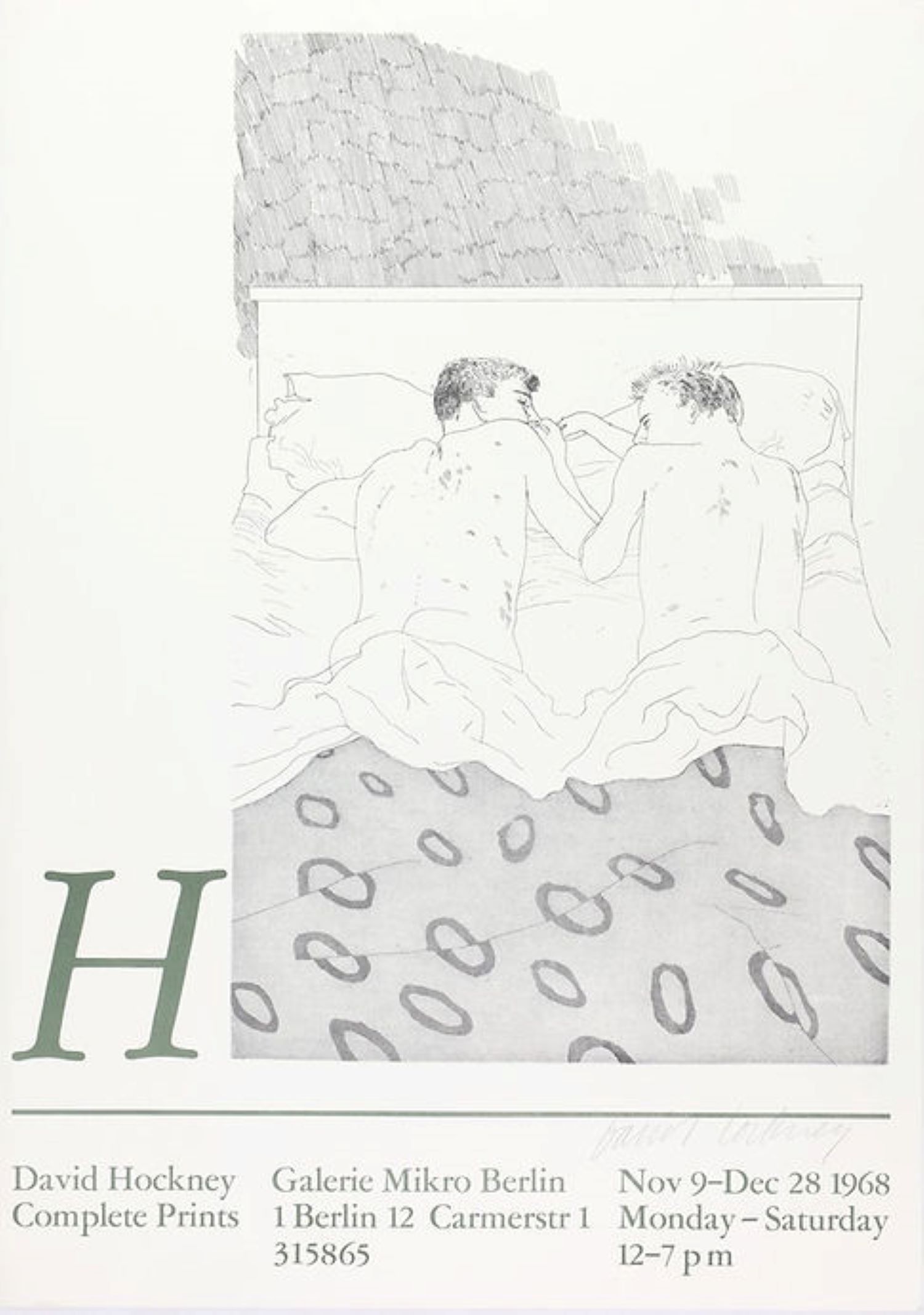 Hand-signed Two Boys Aged 23 or 24 Galerie Mikro Berlin by David Hockney