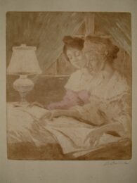 Two Women Reading by a Lamp by Allan Osterlind at Editions Graphiques Ltd