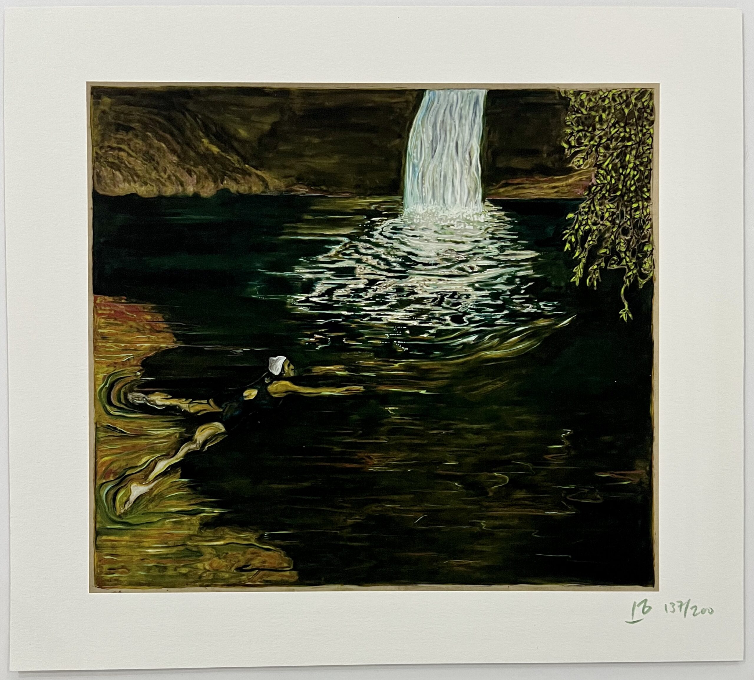 Swimmer and Waterfall by Billy Childish