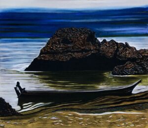 Salish Canoe and Rock by Billy Childish at Dellasposa