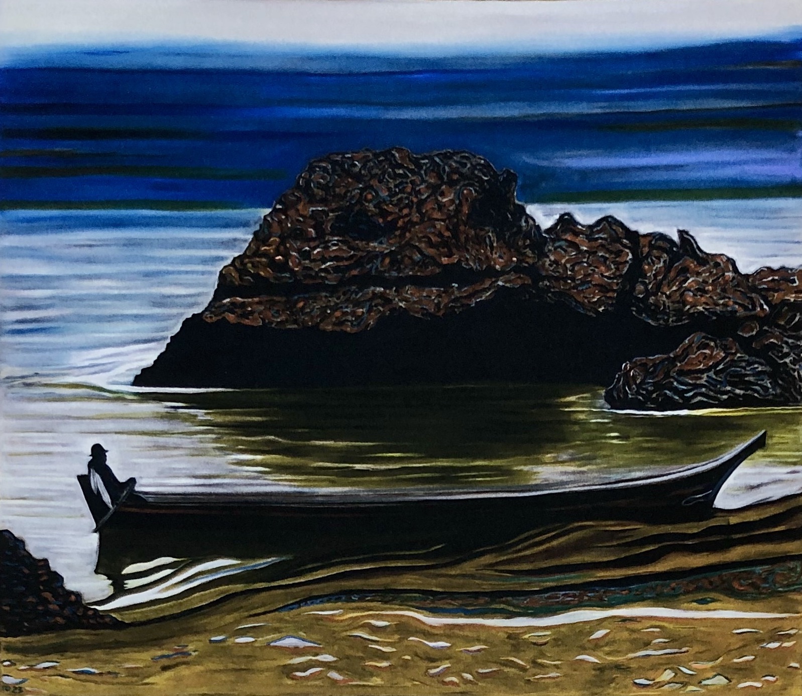Salish Canoe and Rock by Billy Childish