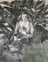 Woman with Cat by Mélanie Delattre-Vogt at Michael Woolworth