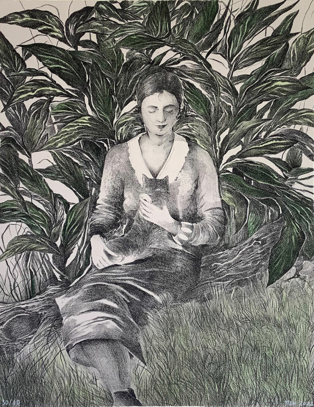 Woman with Cat by Mélanie Delattre-Vogt