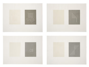 QED: Meditation on Theorem of Pythagoras, Five and Fifth, Ten, Principle of Detachment by Mel Bochner at Susan Sheehan Gallery
