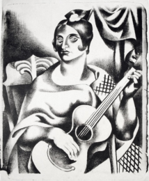Spanish Woman with Guitar by Jan Matulka at Harris Schrank Fine Prints