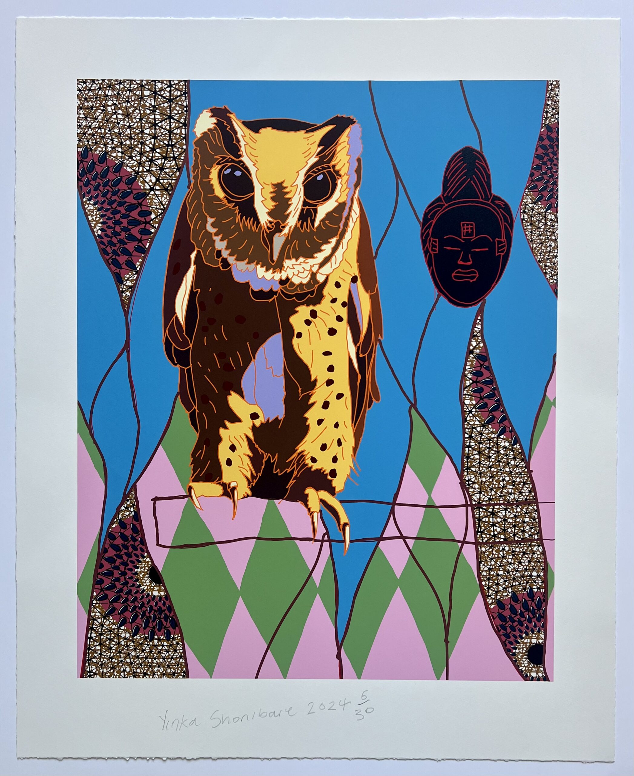 African Bird Magic (Sokoke Scops-Owl and Okuyi Mask) by Yinka Shonibare