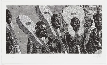 3 or 4 Shades of the Blues by Willie Cole at Brandywine Workshop and Archives