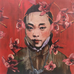 Red Flowers by Hung Liu at Turner Carroll Gallery