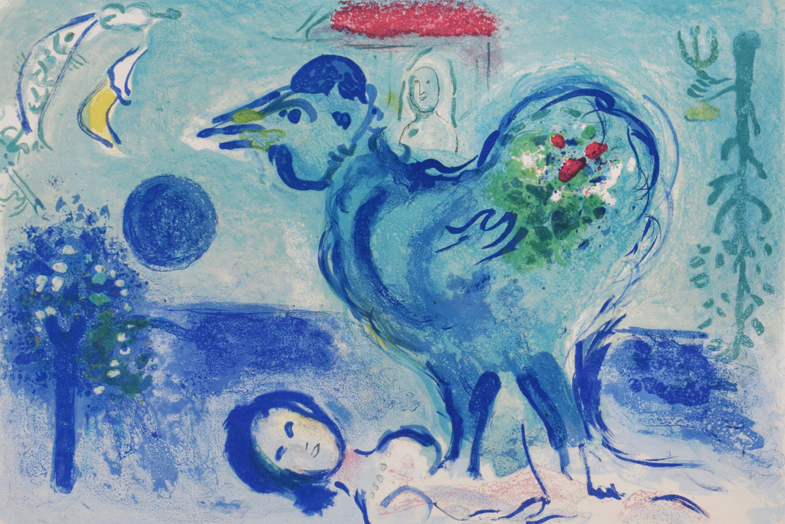 Landscape with Rooster | Paysage au coq by Marc Chagall