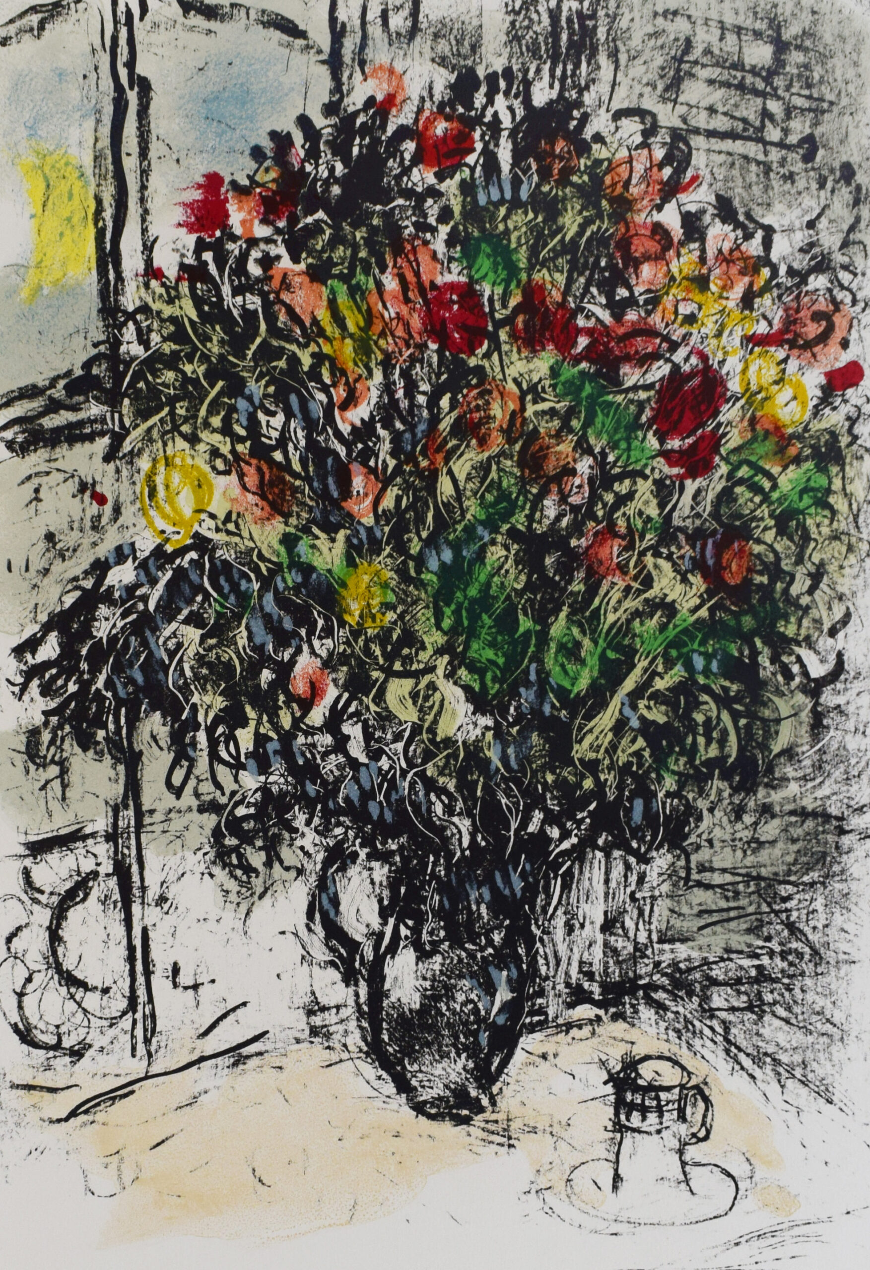 The Red Bouquet | Le bouquet rouge by Marc Chagall
