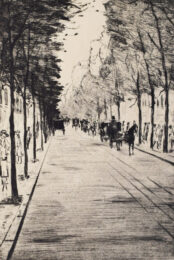 Berlin Carriage, right, waiting in Tiergarten II, from: Series III Berlin Street Scenes | ca. 1920 by Lesser Ury at Gilden's Art Gallery