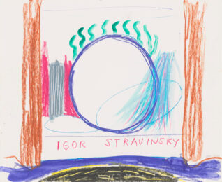 Study for the Stage, Drawing for Le Rossignol (Ivor Stravinsky) by David Hockney at Clifton Gallery