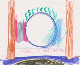 Study for the Stage, Drawing for Le Rossignol (Ivor Stravinsky) by David Hockney at Clifton Gallery