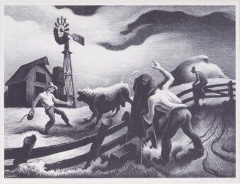 Photographing the Bull by Thomas Hart Benton at Catherine Burns Fine Art