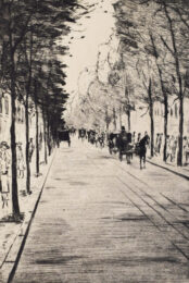 Berlin Carriage, right, waiting in Tiergarten II, from: Series III Berlin Street Scenes | ca. 1920 by Lesser Ury at Gilden's Art Gallery