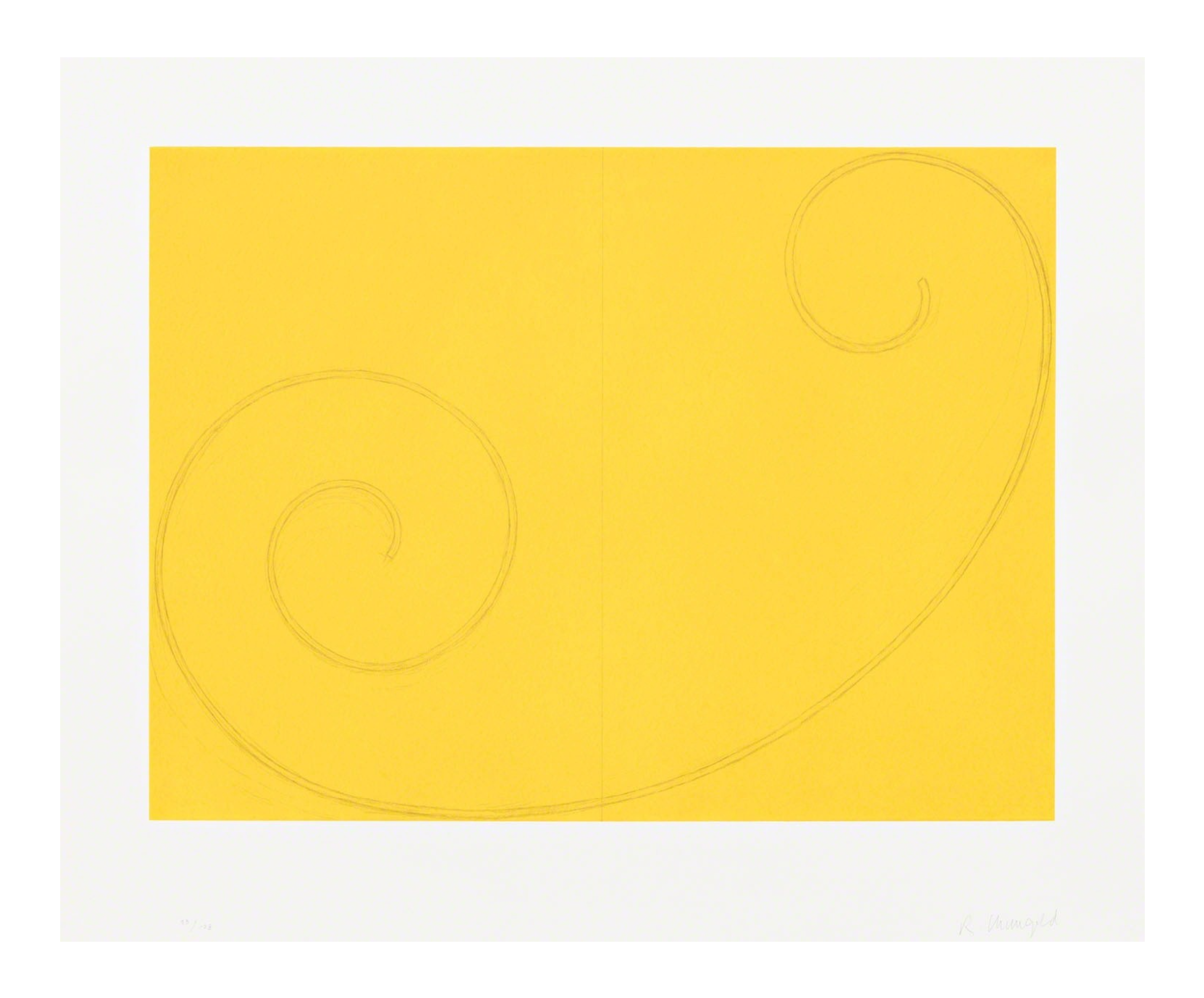 Yellow Curled Figure by Robert Mangold