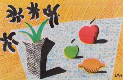 Two Apples, One Lemon and Four Flowers by David Hockney at Dovehouse Contemporary