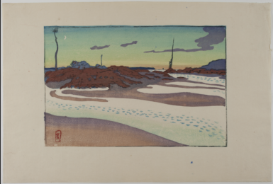 Les Balises, la Bouche, Chéruette et l’Anneau au crépuscule (Saint-Briac) by Henri Rivière at Sarah Sauvin